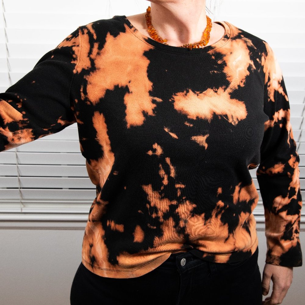 UPcycled Bleach Dyed Women's Long Sleeve T Shirt